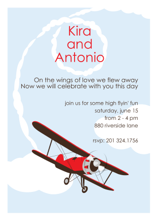 Airplane Eloping Party Invitations